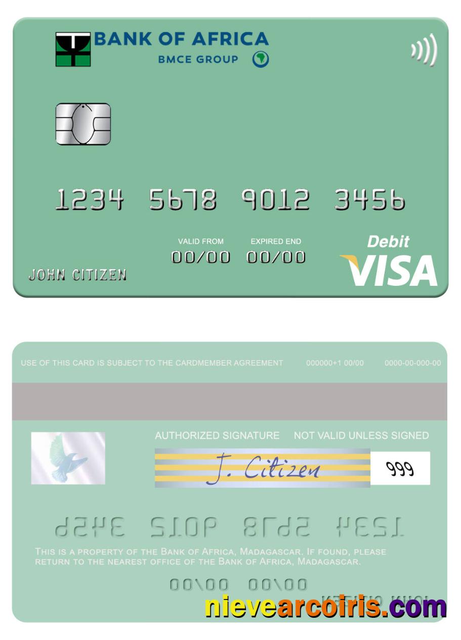 Madagascar Bank of Africa visa debit card 